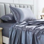 Sasttie Twin Satin Sheet Set - Light Grey