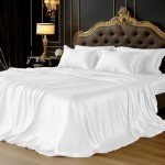 White Satin 6-Piece Full Bed Sheet Set