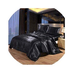 Luxury Black Satin Comforter Set - King Size