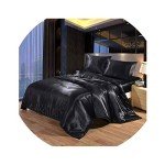 Luxury Black Satin Comforter Set - King Size