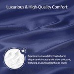 Navy Blue Queen Satin Bed Sheet Set, 4 Pcs
