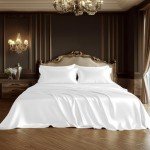 White Satin 6-Piece Full Bed Sheet Set
