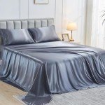 Sasttie Twin Satin Sheet Set - Light Grey