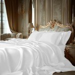 White Satin 6-Piece Full Bed Sheet Set