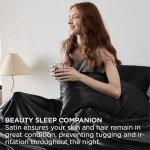 Bedsure Queen Satin Sheet Set - Black, 4 Pieces