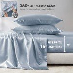 Queen Satin Bed Sheet Set – Soft & Silky Blue