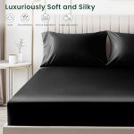 Black Satin Fitted Sheet - Full Size Luxury