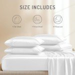 White Satin 6-Piece Full Bed Sheet Set