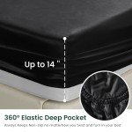 Black Satin Fitted Sheet - Full Size Luxury