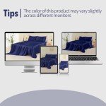 Navy Blue Queen Satin Bed Sheet Set, 4 Pcs