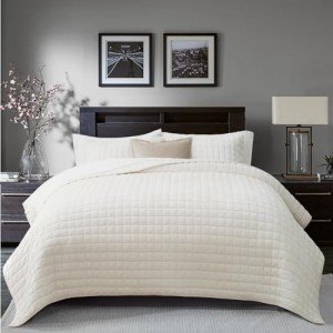 Luxury Velvet King Size Quilt Set - Cream White