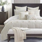 King Comforter Set with Jacquard Stripes & Buttons