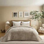 Luxurious King Size Velvet Quilt Set - Beige Taupe