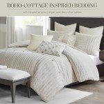 King Comforter Set with Jacquard Stripes & Buttons