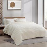 Luxury Velvet King Size Quilt Set - Cream White
