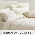 Luxury Velvet King Size Quilt Set - Cream White