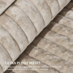 Luxurious King Size Velvet Quilt Set - Beige Taupe