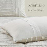 King Comforter Set with Jacquard Stripes & Buttons