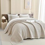 Oversized King Cotton Bedspread Quilt Set - Wheat