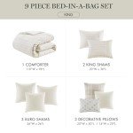 King Comforter Set with Jacquard Stripes & Buttons