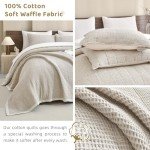 Oversized King Cotton Bedspread Quilt Set - Wheat