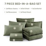 Monbix 7-Piece Olive Green Queen Comforter Set