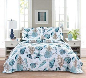 Reversible Nautical Bedspread Set - Queen Size