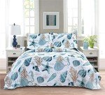 Reversible Nautical Bedspread Set - Queen Size