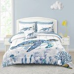 Ocean-Themed Twin Bedding Set 6 Pieces - Teal Blue