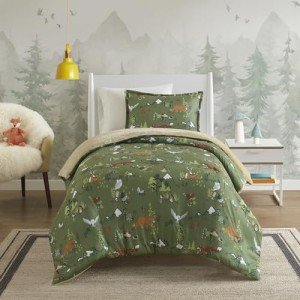 Kids Queen Comforter Set - Enchanting Forest Animals
