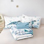 Ocean-Themed Twin Bedding Set 6 Pieces - Teal Blue