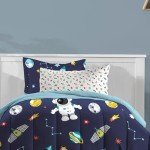 Kids Blue Space Galaxy 5-Piece Twin Bed Set