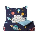 Kids Blue Space Galaxy 5-Piece Twin Bed Set