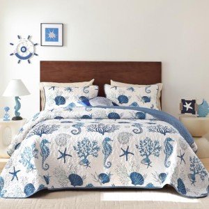 Coastal Blue Quilt Set for Queen Beds