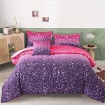 Gradient Pink Purple Glitter Bed Set for Teens
