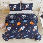 Cute Space Rocket Kids Comforter Set, Full Size