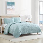 Caribbean Joe Coastal Shell Quilt Set - Aqua