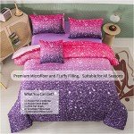 Gradient Pink Purple Glitter Bed Set for Teens