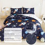 Cute Space Rocket Kids Comforter Set, Full Size
