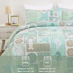 DJY Green Coastal Beach Queen Quilt Set