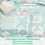 DJY Green Coastal Beach Queen Quilt Set