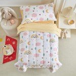 Pink and Yellow Clouds Toddler Bedding Set