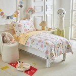 Pink and Yellow Clouds Toddler Bedding Set