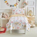 Pink and Yellow Clouds Toddler Bedding Set