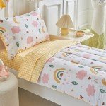 Pink and Yellow Clouds Toddler Bedding Set