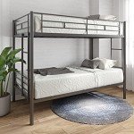 Sturdy Twin Over Twin Metal Bunk Bed (Black)