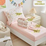 DuShow Floral 4-Piece Toddler Bed Set