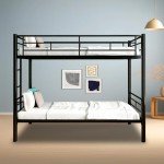 Sturdy Twin Over Twin Metal Bunk Bed (Black)