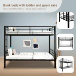 Sturdy Twin Over Twin Metal Bunk Bed (Black)