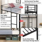 Sturdy Twin Over Twin Metal Bunk Bed (Black)
